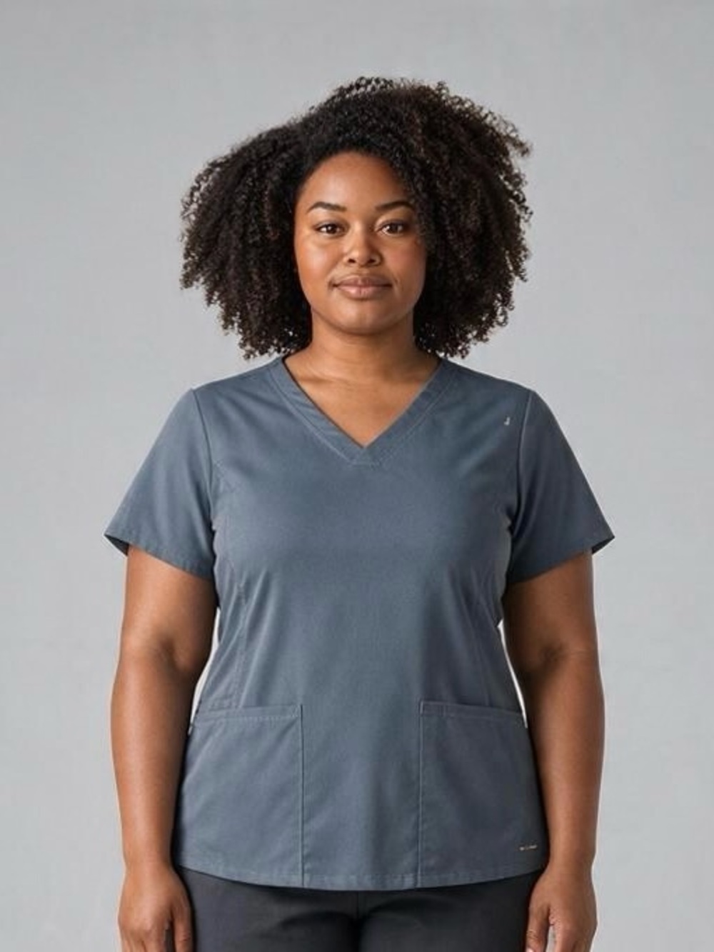 Healing Hands Scrub Top Large Ceil Blue V-Neck Stretch Medical Unisex Uniform Y2
